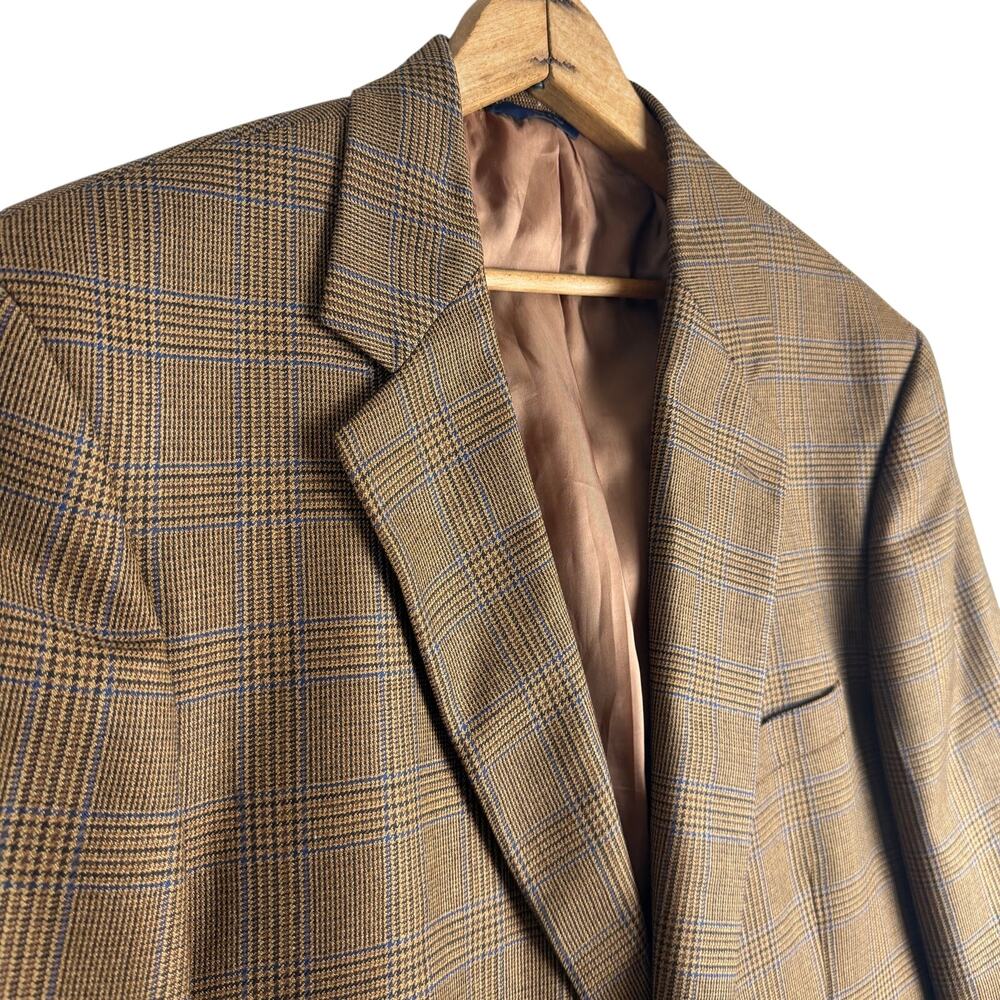 BROOKS BROTHERS Brown Glen Plaid Blazer Sport Coat Jacket EUC Size 44R